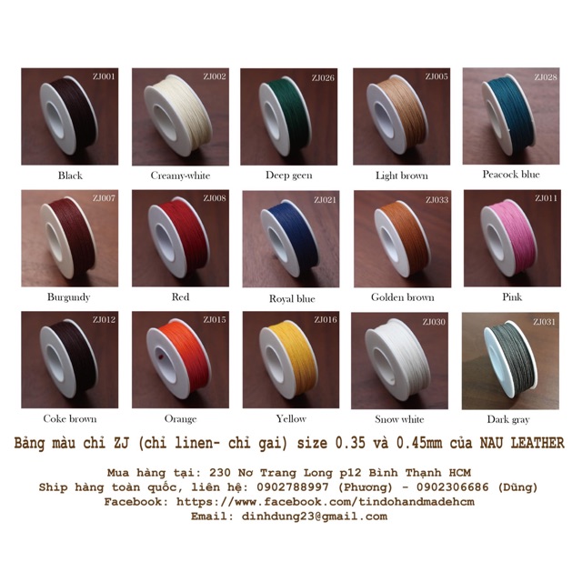 Dây chỉ linen 0.35mm - 0.45mm hiệu ZJ cao cấp