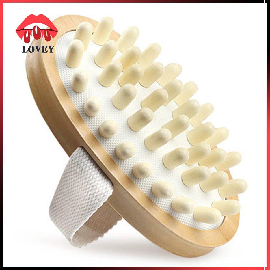 [Hàng mới về] Bàn chải mát xa cơ thể/chải tóc dễ chịu với tay cầm bằng gỗ và đệm túi khí