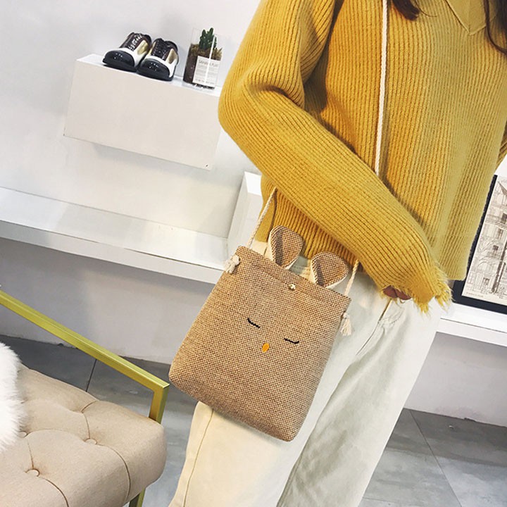 Túi tote vải đeo chéo canvas ULZZANG đẹp TX02