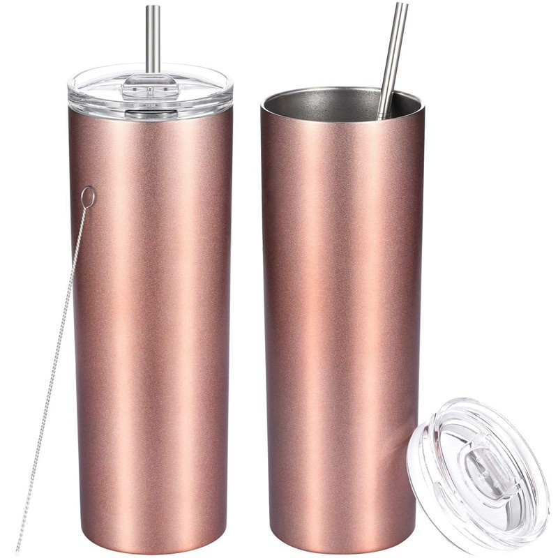 2 Pack 20 Oz Stainless Steel Double-Insulated Water Tumbler Cup & 1x 3 Tier Acrylic Glass Round Cupcake Display Stand