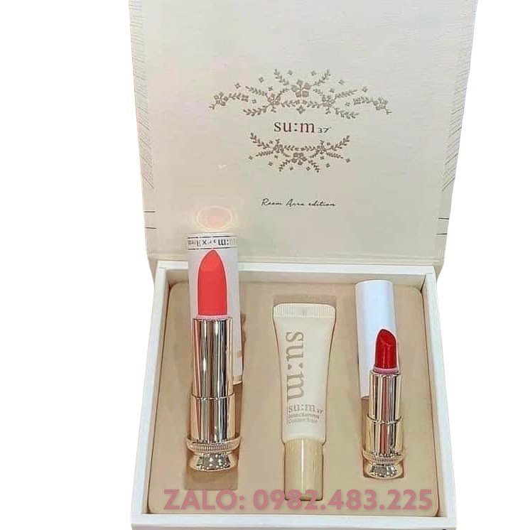 Set son nhung lì dưỡng ẩm hoàng kim Su:m37 Losec Summa Velvet Lipstick 3.6g tặng thỏi mini