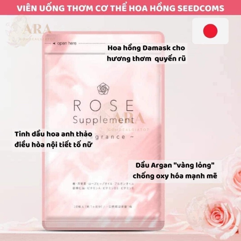 Viên uống thơm cơ thể Rose Supplement 90viên