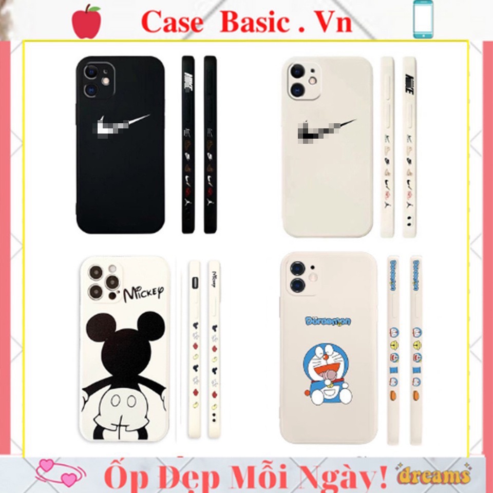 Ốp Lưng Iphone Cạnh Vuông In Hình Viền N.i.k.e Mickey Doremon 6/6s/7/7plus/8/8plus/X/Xsmax/11/12/pro/max/plus/Promax