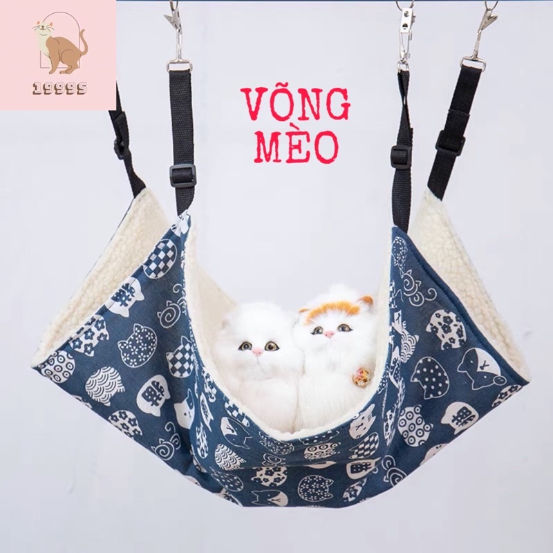 Võng mèo treo lồng chuồng 2 lớp nhiều màu, kích cỡ cho thú cưng