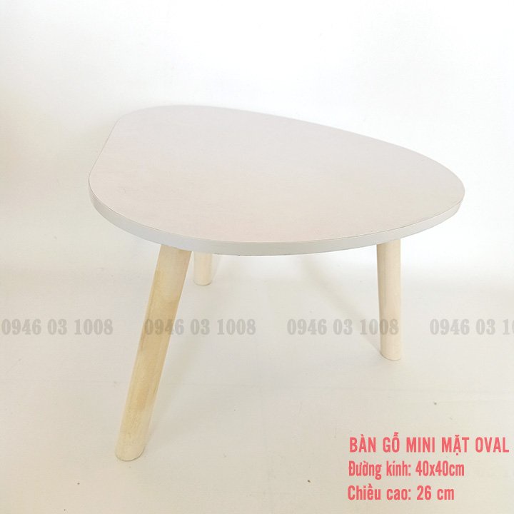 Bàn gỗ mini FREESHIP Bàn oval gỗ mini dùng ngồi bệt, làm bàn trà, bàn cà phê, decor phòng ngủ siêu xinh