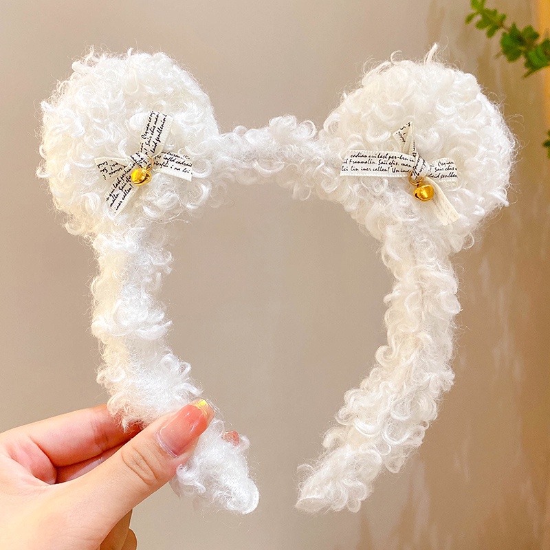 Băng Đô Vải Len Lông Cừu Hình Gấu Dễ Thương Cho Bé Gái