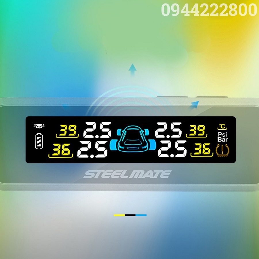 Cảm Biến Áp Suất Van Lốp Ngoài Ô Tô – Pin Sạc Năng Lượng Mặt Trời – Màn Hình LCD