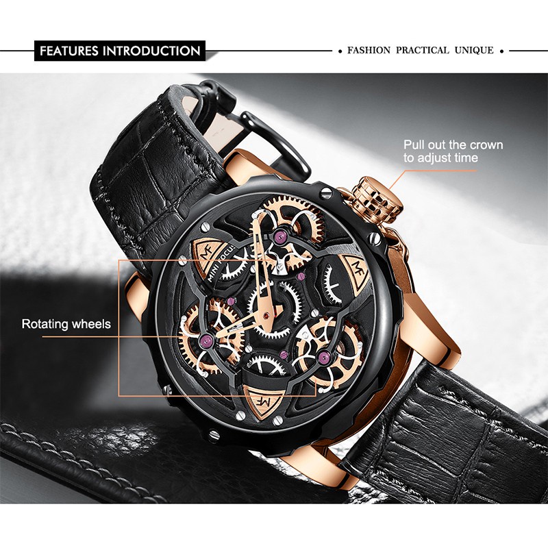 Đồng Hồ Cơ MINI FOCUS Dây Da Phong Cách Nhật Bản Cho Nam