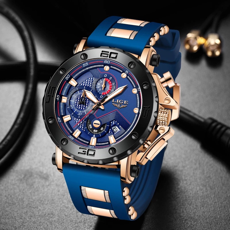 Lige Mới Đồng Hồ Đeo Tay Thể Thao Chronograph Top Chống Thấm Nước Sang Trọng Cho Nam