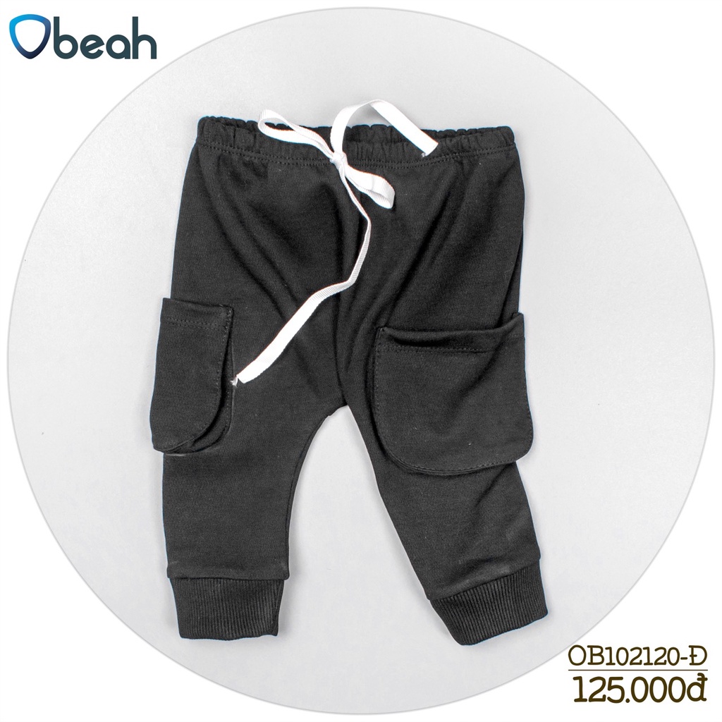 Quần jogger Obeah túi hộp màu đen Fullsize 59 đến 90 cho bé trai từ 3 đến 24 tháng
