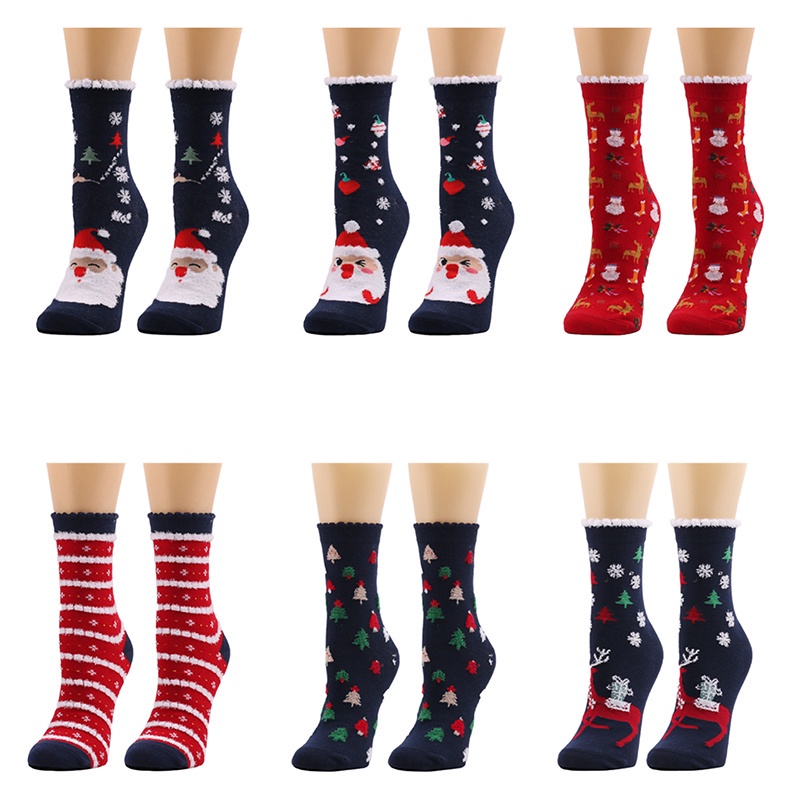 Đôi tất giữ ấm mùa đông in họa tiết giáng sinh dễ thương dành cho nữ