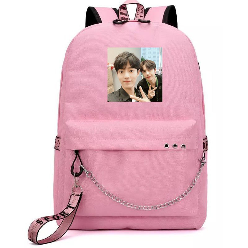 Balo thông minh ĐEN HỒNG in hình BÁC QUÂN NHẤT TIÊU Tiêu Chiến Vương Nhất Bác tiện lợi thời trang