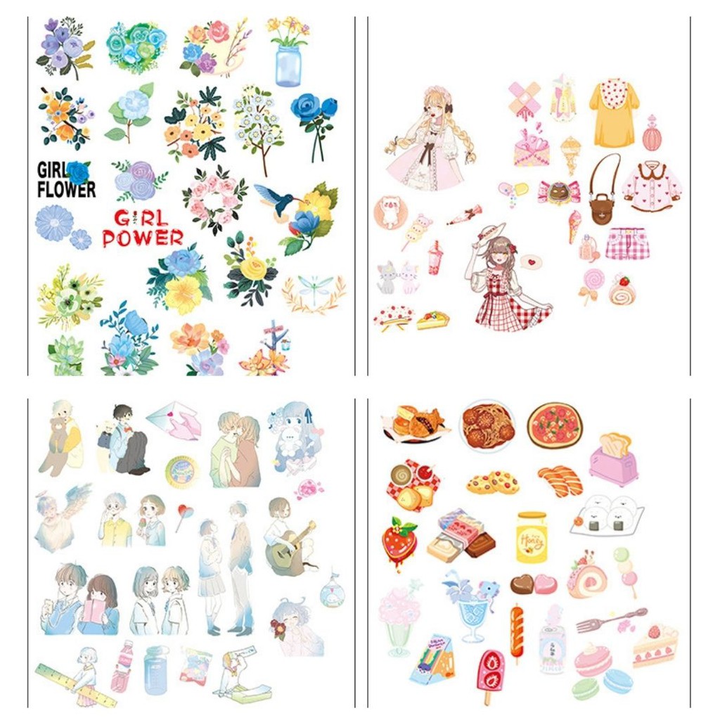 Hộp 46 sticker nhãn dán đáng yêu phong cách nhật bản Box Sticker ST184