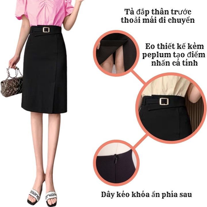 Chân Váy Bút Chì Lưng Cao Dáng Dài Quyến Rũ Váy Phong Cách Hàn Quốc Sang Trọng VannhShop CV0072