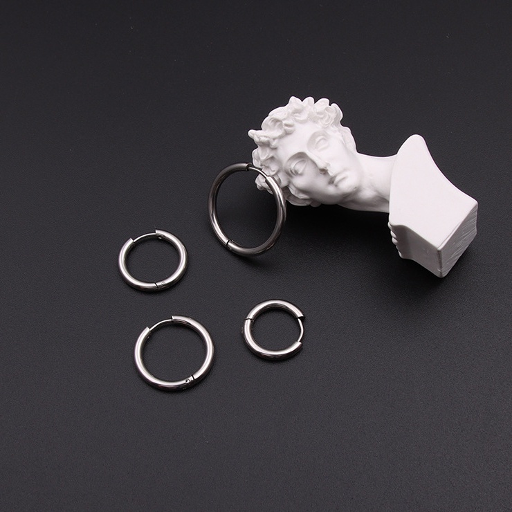 Khuyên tai tròn basic thép titan G-Dragon size 12MM và 14MM cao cấp - Khuyên vòng trơn CAM KẾT KHÔNG GỈ