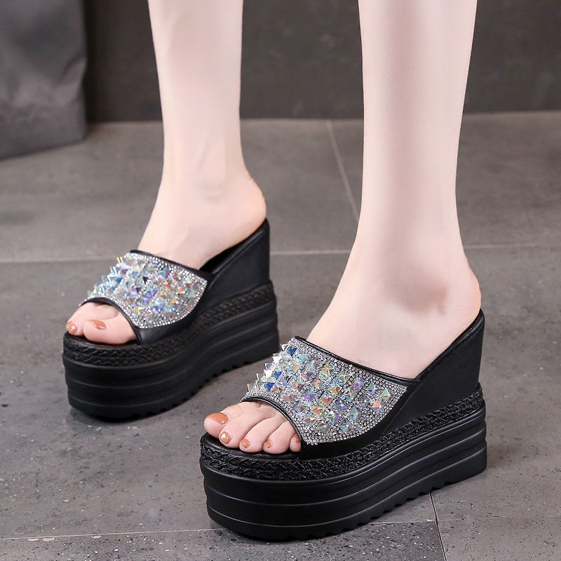 Dép đế xuồng 12cm hở mũi thời trang dành cho nữ