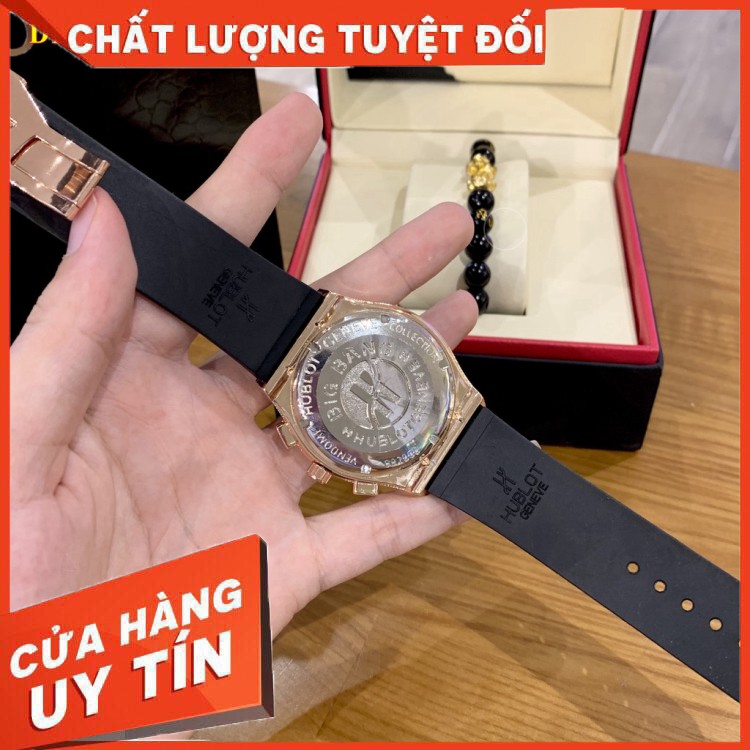 (Hublot hương vani) Đồng hồ nam Hublot đính đá dây cao su thơm cao cấp - Bảo hành 12 thán