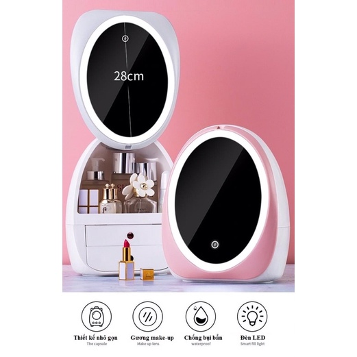 TỦ ĐỰNG MỸ PHẨM HÌNH TRỨNG CÓ ĐÈN LED