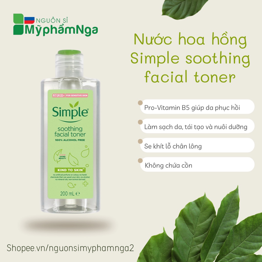 Nước hoa hồng Toner Simple làm sạch, tái tạo da, se khít chân lông (mẫu mới nhất)