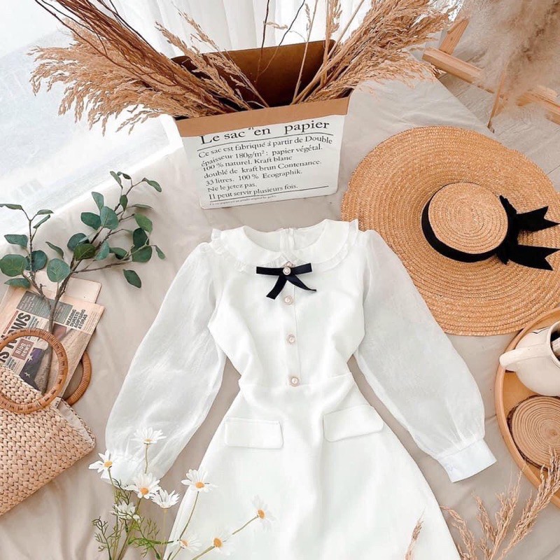 Đầm trắng phối ren 🌸 Hàng tận xưởng