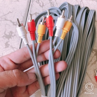 Dây AV 6 Đầu Bông Sen 3m,5m,10m Dây Xám _Cáp AV 6 Đầu