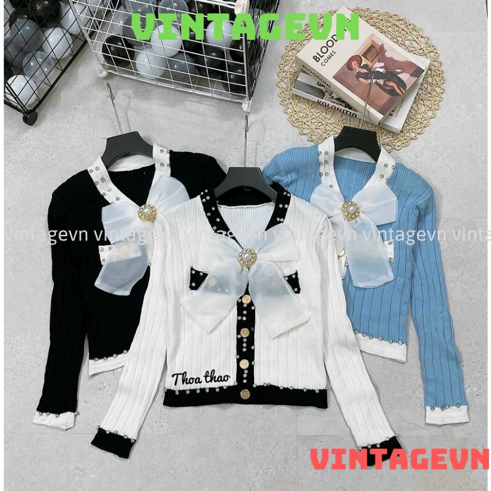 Áo Len Cộc Nơ Đá Tiểu Thư (có kèm video ảnh thật) vintagevn | BigBuy360 - bigbuy360.vn