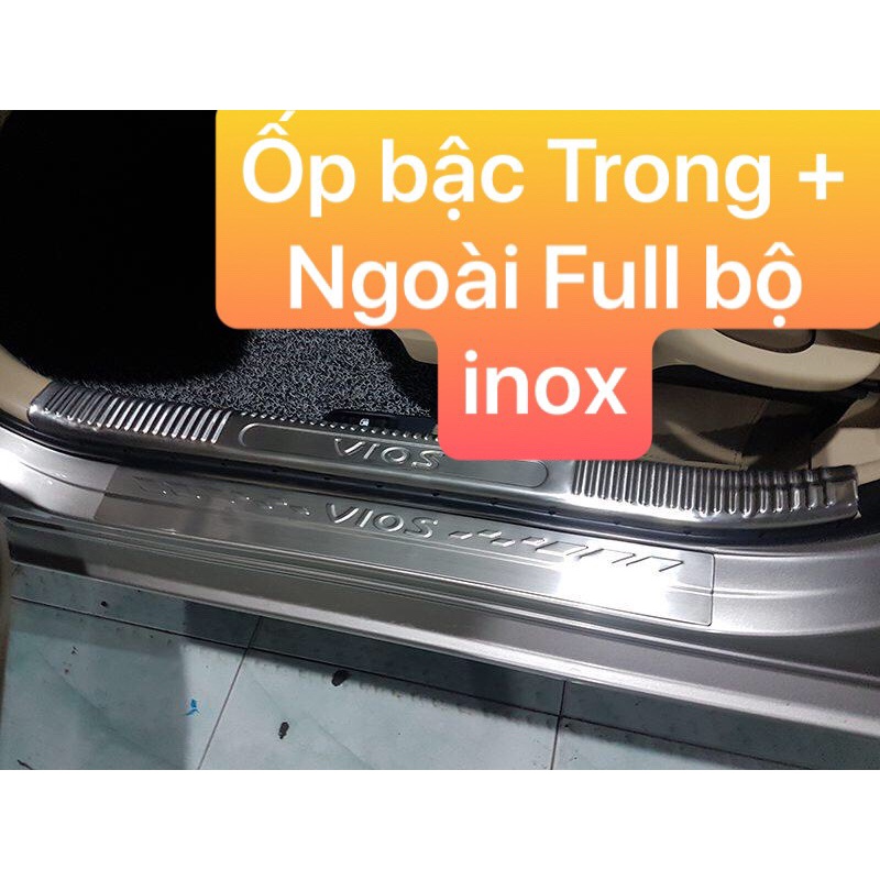 Ốp bậc cửa xe Vios 2019-2020, INOX, Trọn bộ 8 chi tiết, nep cua chong tray