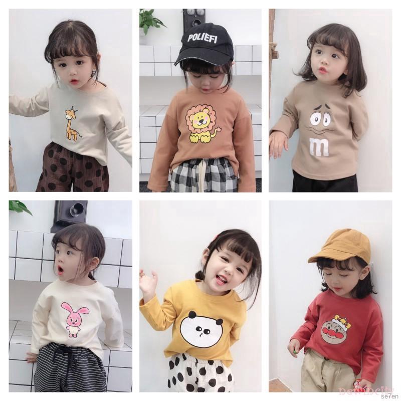 Se7en Children's printed long-sleeved T-shirt boys girls multi-color cartoon bottoming shirt