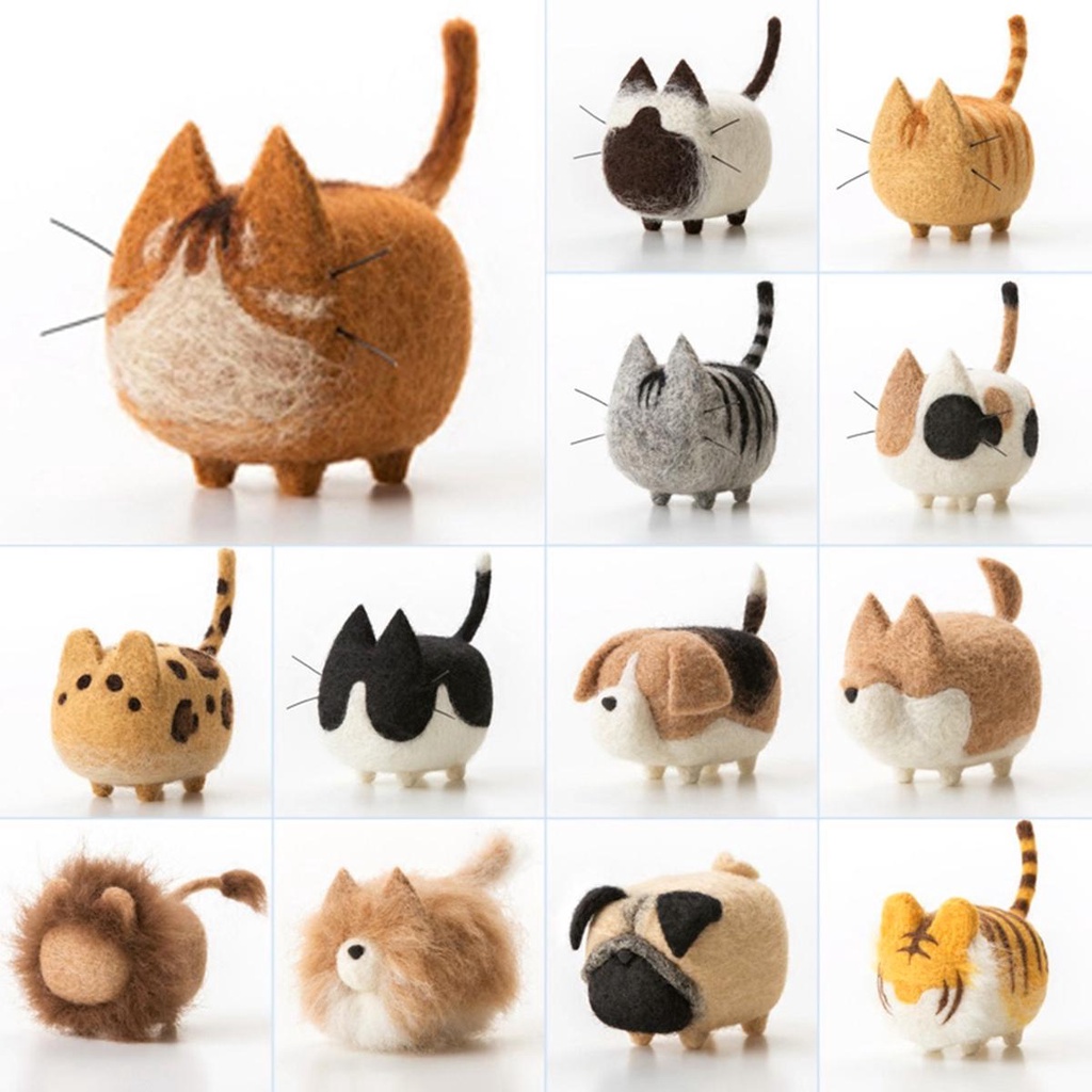 Búp Bê Hình Động Vật Bằng Len Dễ Thương Không Cần Khoan Handmade DIY