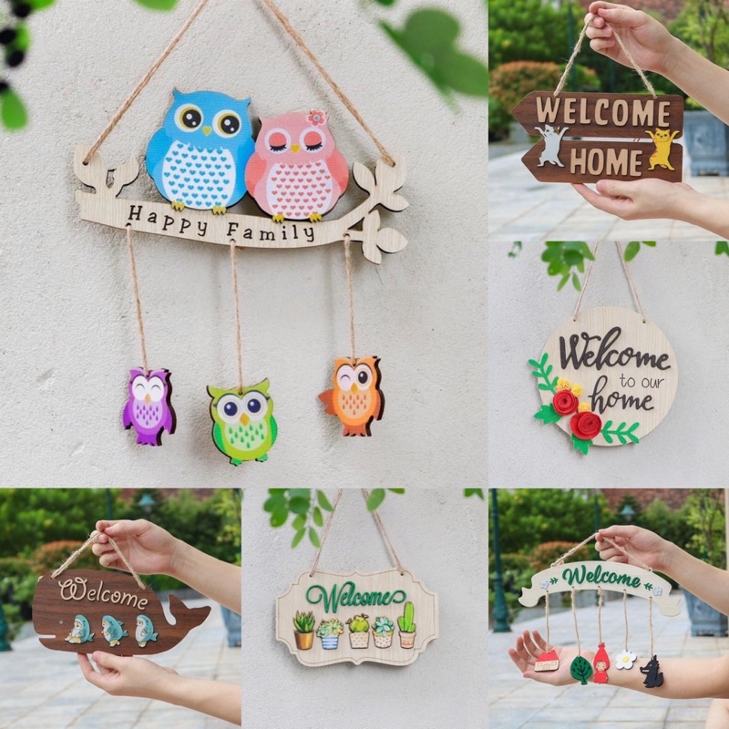 Bảng gỗ decor Welcome trang trí gia đình nhà cửa dễ thương ý nghĩa làm quà tặng