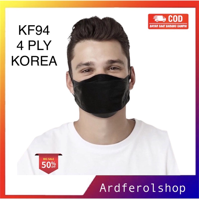 Khẩu trang KF94 4 lớp màu đen phong cách Hàn Quốc KF94