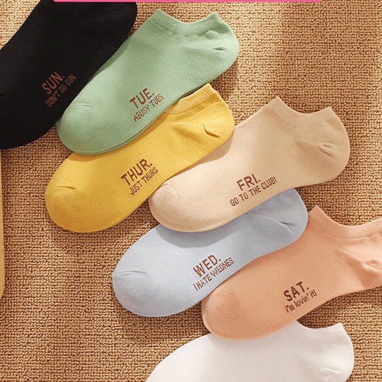 Combo Tất Tuần 7 Đôi 7 Ngày Loại 1- ulzzang chất đẹp chất xuất dư vớ cotton hàn quốc-chống hôi unisex-yesnow