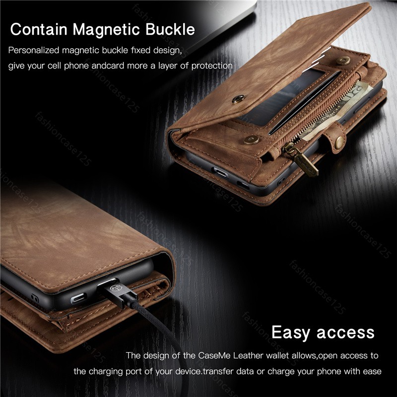 Samsung Galaxy A72 A52 5G A21S A71 A51 4G Card Slot Phone Case PU Luxury Leather Wallet Magnetic Attraction Flip Cover For Samsung A72 5G A52 5G A71 4G A51 4G A21S Business Stand Casing Holder PHONE CASE zipper card holder