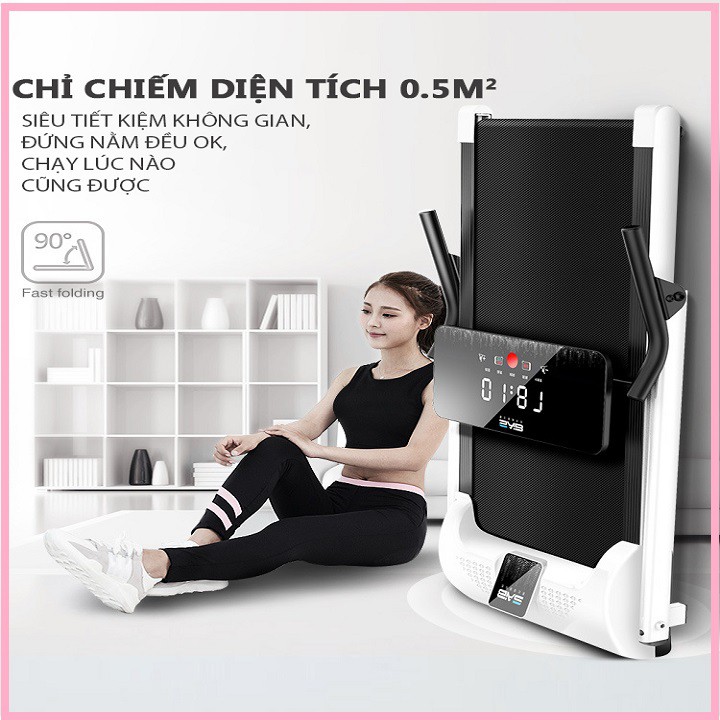 re0649 Máy chạy bộ xếp gọn SAIB S1 mặt đồng hồ cảm ứng - Máy tập chạy bộ