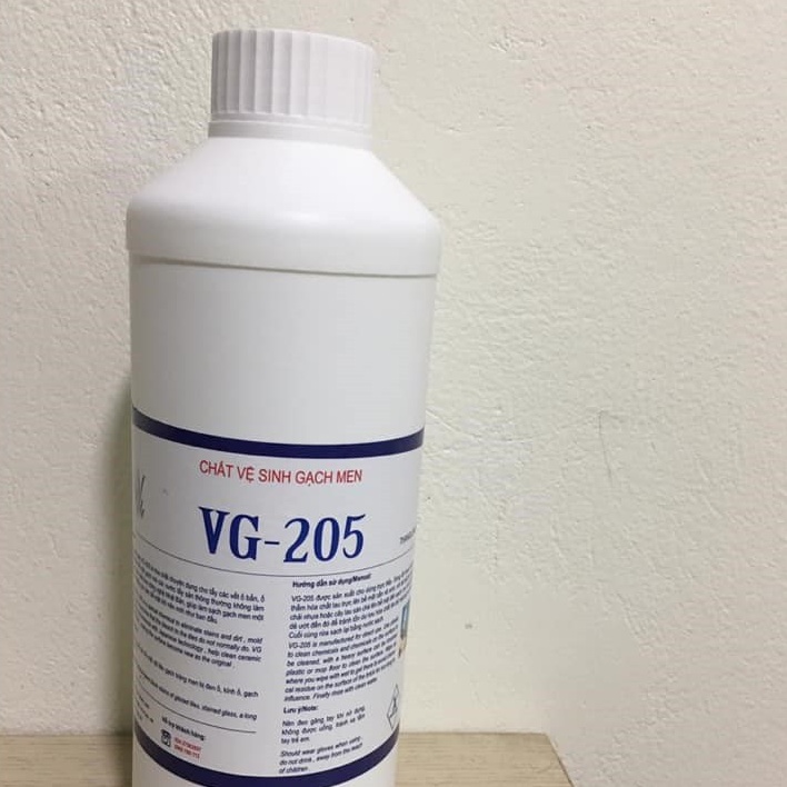 Chất vệ sinh gạch men hết ố, bẩn,nước chè, bồn cầu, chậu sứ rửa mặt VG-205 lọ 1 lit