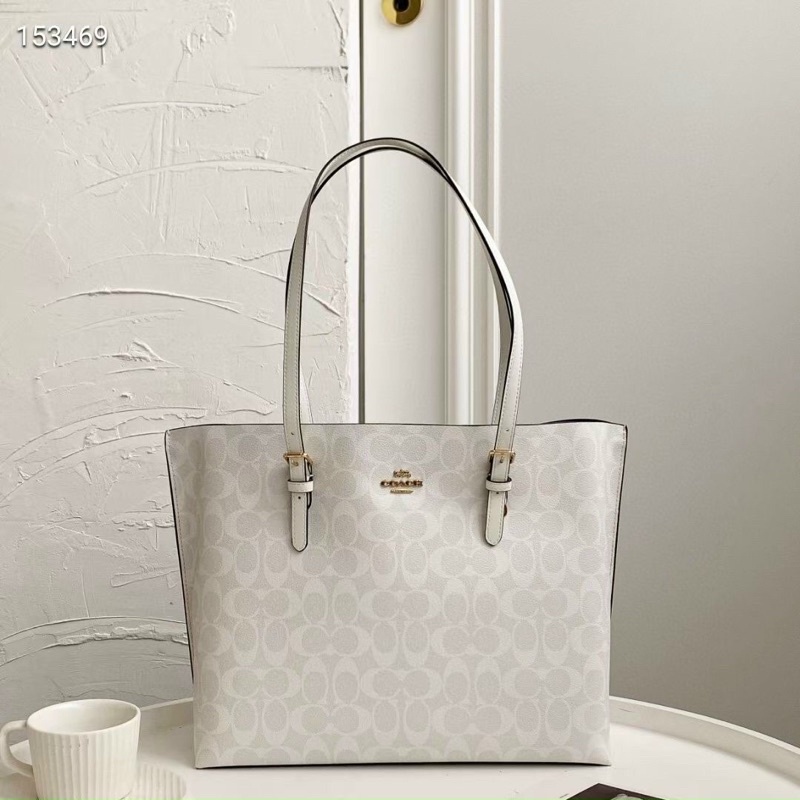 Túi tote Coach da thật size lớn vừa A4, 3 ngăn, có khoá kéo