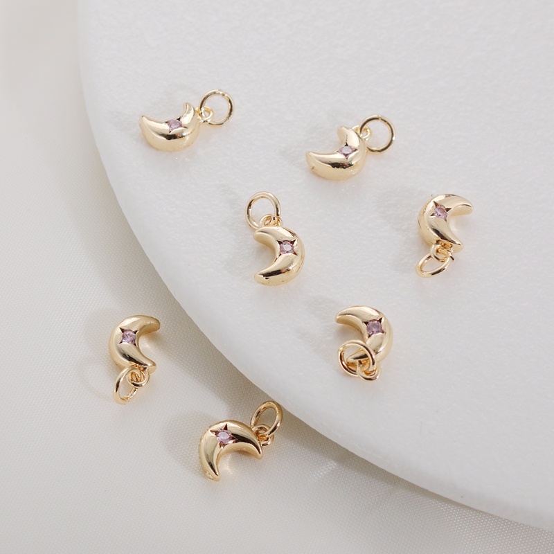 Mặt Dây Chuyền Hình Mặt Trăng Mạ Vàng 14k 7 * 10mm