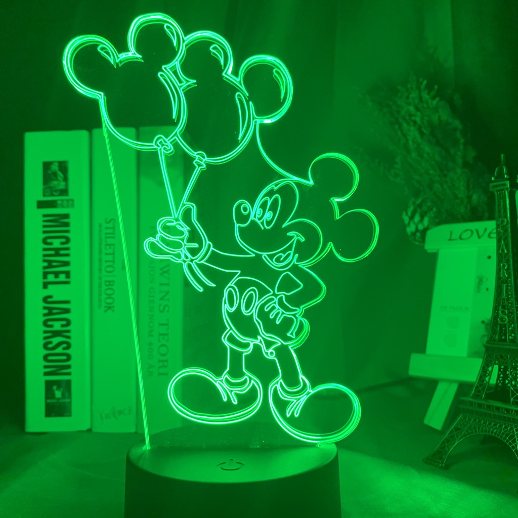 Đèn Ngủ Led 3d Hình Bóng Bay Chuột Mickey Trang Trí Phòng Ngủ Cho Bé
