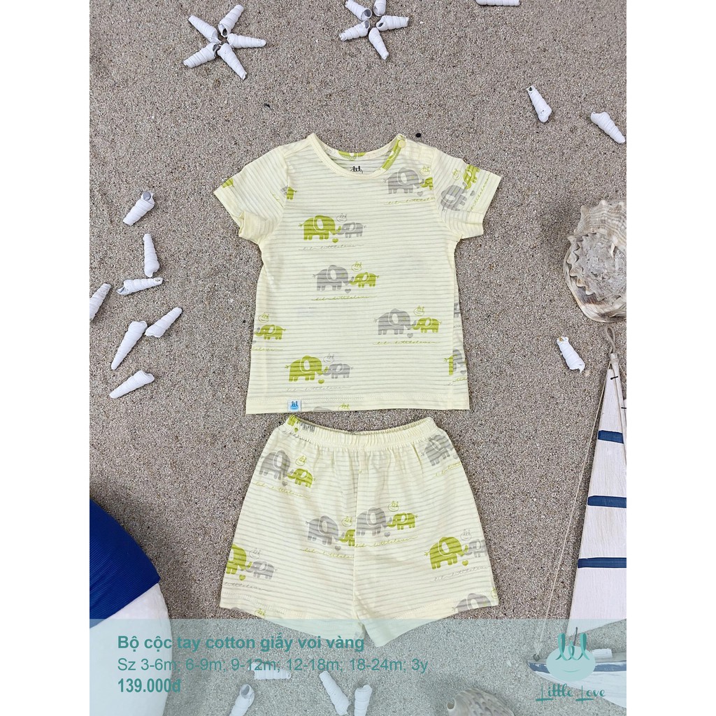 Bộ cộc tay cotton Voi Vàng Little Love