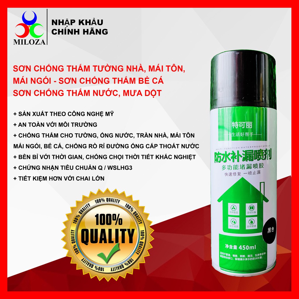 [FSALE] Bình Xịt Chống Thấm Tường - Sơn Chống Thấm - Keo Chống Dột Mái Tôn - Ngói, Bể Cá, Đường Ống Rỉ Nước TECLI 450ML