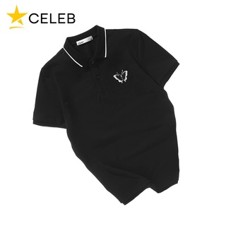 Áo Thun Nam Polo Tay Ngắn  CELEB Màu Đen Thêu Hình Bướm