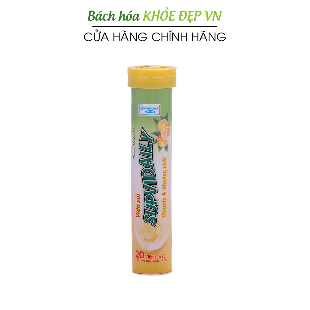 Viên sủi cam SUPVIDAILY tăng cường sức đề kháng - Hộp 20 viên