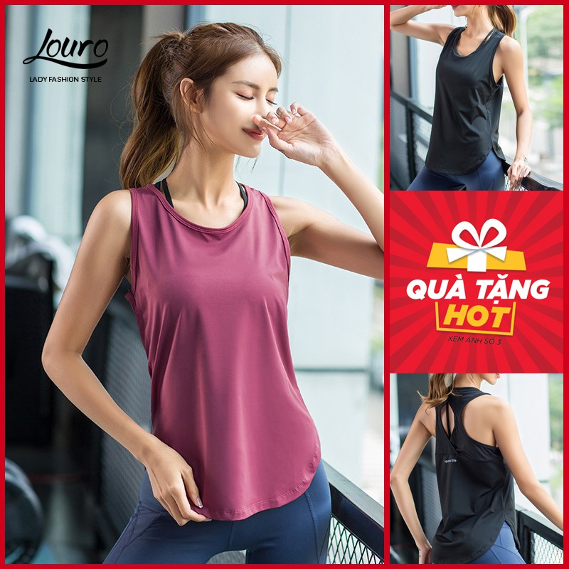 Áo tanktop nữ tập gym Louro FA70🍀FREESHIP🍀kiểu áo tanktop nữ tập thể thao, yoga, zumba, co giãn 4 chiều