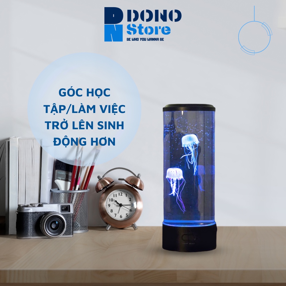 Đèn ngủ con sứa bơi lội chuyển động đổi màu mini