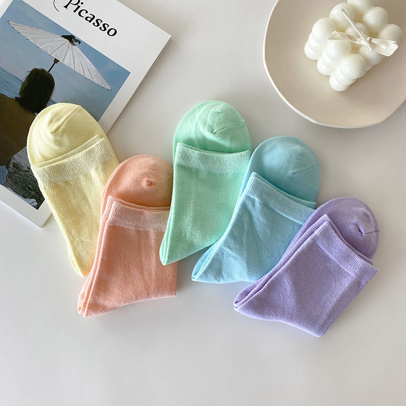 Vớ mỏng màu kẹo ngọt thời trang mùa hè phong cách Ins kiểu Hàn Nhật dành cho nữ sinh