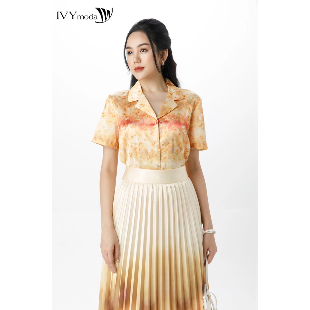 Áo sơ mi nữ hoa lụa IVY moda MS 16M7443