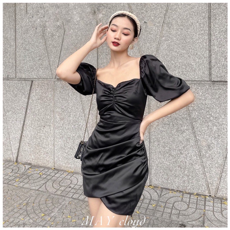 BLACK LILI RUFF DRESS BY MAYCLOUD