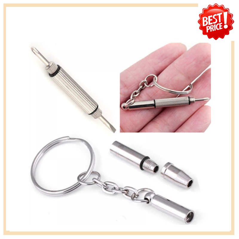 Móc Khóa Mini 4 Trong 1 Có Tua Vít Phù Hợp Cho Mắt Kính, Đồng Hồ, Điện Thoại