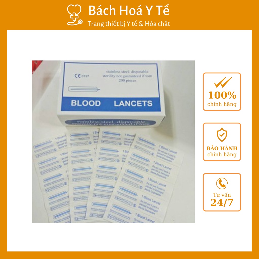 Kim Nặn Mụn Chích Máu Blood Lancets dùng trong y tế, Spa,...an toàn [Hộp 200 Chiếc]