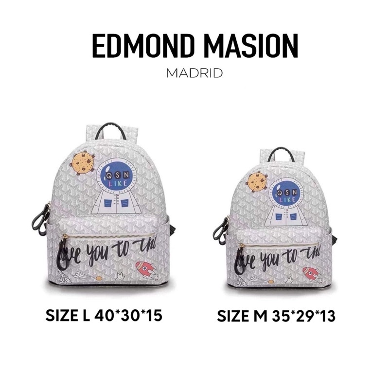 [SẴN] Balo Edmond QSN Y-printed Monogram kèm ví nhỏ và card chính hãng, chất liệu cao cấp, balo EMM